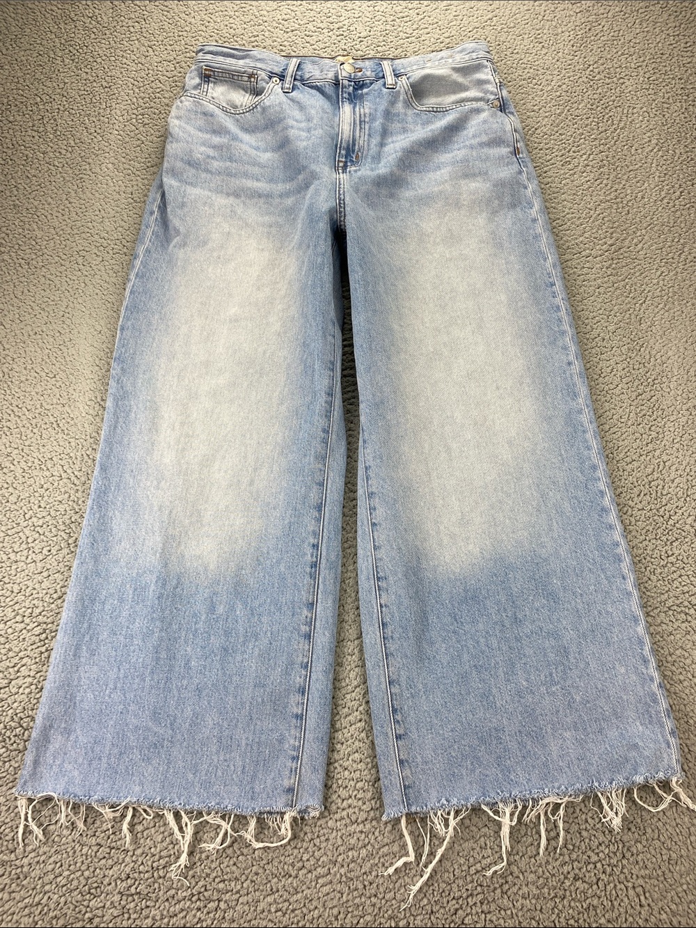 Madewell Women's Super Wide-Leg Raw Hem Rigid 100% Cotton Jeans   |  Size: 31
